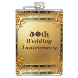モダンスクリプト 50周年 結婚記念日 フェイクゴールド フラスク