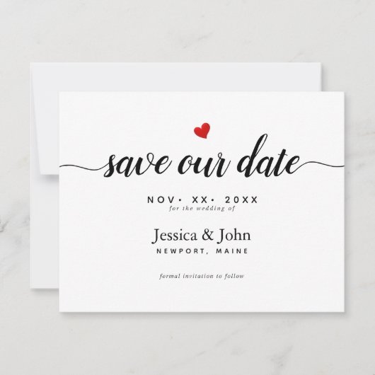 モダンスクリプト Save our Date, ハート セーブザデート (正面)