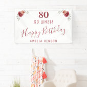 モダンスクリプト So what 80歳の誕生日パーティー フローラル 横断幕 (インサイチュ)