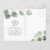 モダンスクリプトeucalyptus植物写真結婚の 案内ポストカード (裏面)