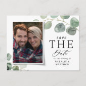 モダンスクリプトeucalyptus植物写真結婚の 案内ポストカード (正面)