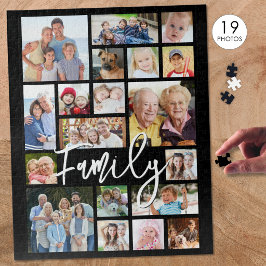 モダンスクリプトFAMILY19フォトコラージュカスタムカラー ジグソーパズル