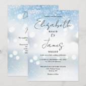 モダンスクリプトQRコードスノーフレーク ウィンターメ結婚式 招待状 (正面/裏面)