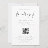 モダンスクリプトQRコード任意の色結婚 招待状 (正面)