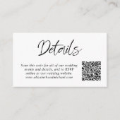 モダンスクリプトQRコード結婚式詳細カード エンクロージャーカード (正面)