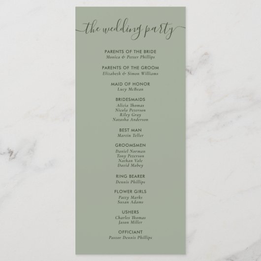 モダンスクリプトSage Green私たちは結婚する プログラム (裏面)