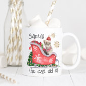モダンスクリプトSanta Cat Water Color おもしろい Christmas ツートーンマグカップ