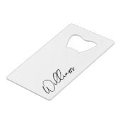 モダンスクリプパーソナライズされたト名 クレジットカード栓抜き (正面アングル)