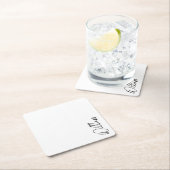 モダンスクリプパーソナライズされたト名 スクエアペーパーコースター (インサイチュ)