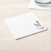 モダンスクリプパーソナライズされたト名 スクエアペーパーコースター (アングル)