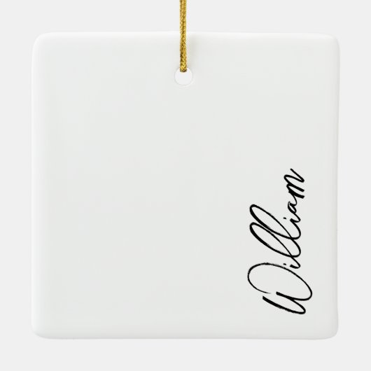 モダンスクリプパーソナライズされたト名 セラミックオーナメント (裏面)