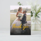 モダンスクリプフェイクト数々のの写真結婚の サンキューカード (スタンド正面)