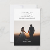 モダンスクリプフェイクト数々のの写真結婚の サンキューカード (裏面)