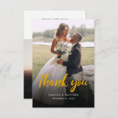 モダンスクリプフェイクト数々のの写真結婚の サンキューカード (正面/裏面)