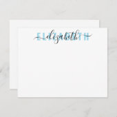 モダンスクリプフェミニントはっきりしたタイポグラフィライトブルー ノートカード (正面/裏面)