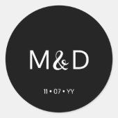 モダンスクリプミニマルトしゃれているモノグラム結婚ブラック ラウンドシール (正面)