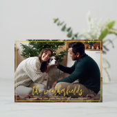 モダンスクリプミニマルトのクリスマス金ゴールド 箔シーズンカード (立ち正面)