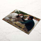 モダンスクリプミニマルトのクリスマス金ゴールド 箔シーズンカード (回転した状態)