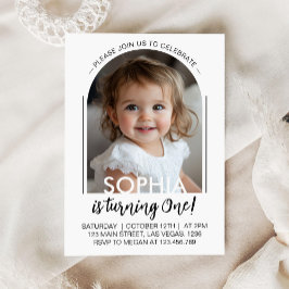 モダンスクリプミニマルトシンプル誕生日写真 招待状