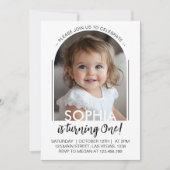 モダンスクリプミニマルトシンプル誕生日写真 招待状 (正面)