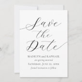 モダンスクリプミニマルト写真の追加日付カードの保存 招待状 (正面)