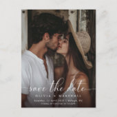 モダンスクリプミニマルト2枚の写真シンプルの結婚 案内ポストカード (正面)