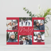 モダンスクリプメリート赤6枚の写真クリスマスコラージュ シーズンカード (スタンド正面)