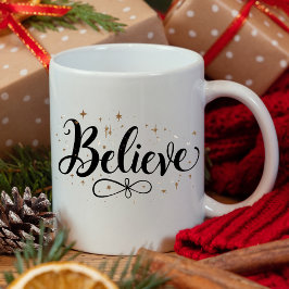 モダンスクリプ信じトChristmas Coffee Mug コーヒーマグカップ