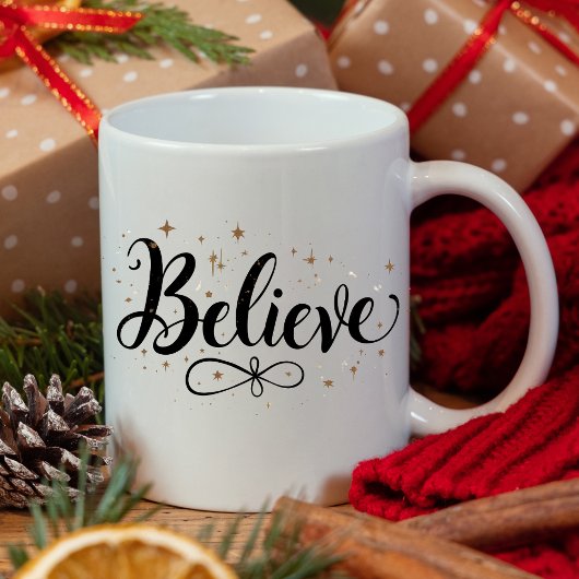 モダンスクリプ信じトChristmas Coffee Mug コーヒーマグカップ