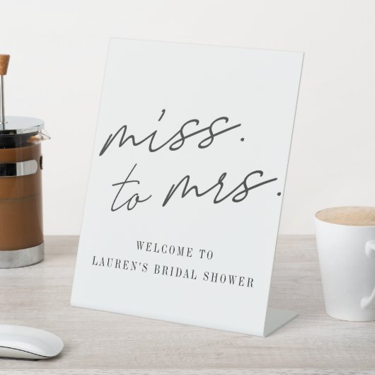 モダンスクリプ恋しく思トのMrsへのブライダルシャワーへようこそ 台座サイン (インサイチュ)