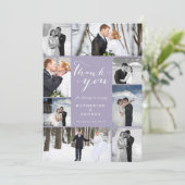 モダンスクリプ数々のト8スタイリッシュ Photo Purple 結婚's サンキューカード (スタンド正面)