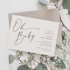 モダンスクリプ男女兼用トOh Baby Shower 招待状