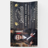 モダンスクリプ素朴ト金ゴールド卒業フォトウッド 横断幕 (縦)