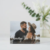モダンスクリプ結婚トの延期日の変更 ポストカード (スタンド正面)