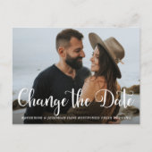 モダンスクリプ結婚トの延期日の変更 ポストカード (正面)
