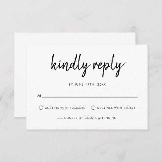 モダンスクリプ結婚ト 出欠カード (正面/裏面)