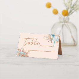 モダンスクリプ自然トBrownフローラ結婚の プレイスカード