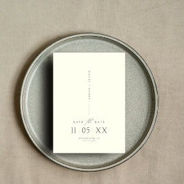 モダンスクリミニマルプトアイボリー日付の保存 招待状