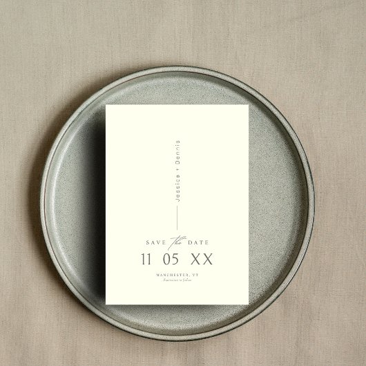 モダンスクリミニマルプトアイボリー日付の保存 招待状