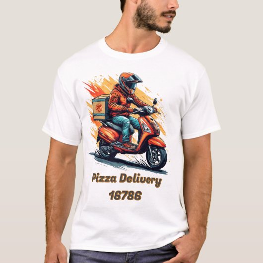モダンスクーターに乗るデリバリーライダー Tシャツ (正面)