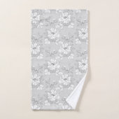 モダンスケッチグレイ花柄 バスタオルセット (ハンドタオル)