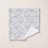 モダンスケッチグレイ花柄 バスタオルセット (ウォッシュタオル)