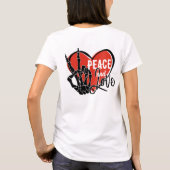 モダンスケルトンの手ピース&ラブ Tシャツ (裏面)