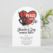 モダンスケルトン ピース&ラブ バレンタインデーパーティー 招待状 (スタンド正面)