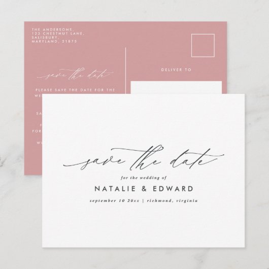 モダンススタイリッシュクリエレガント結婚プトタイポグラフィ 案内ポストカード (正面/裏面)