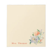 モダンスタイリッシュかわいらしフローラ先生 ノートパッド (正面)