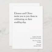 モダンスタイリッシュはっきりした白黒結婚タイポグラフィ 招待状 (正面/裏面)