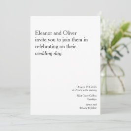 モダンスタイリッシュはっきりした白黒結婚タイポグラフィ 招待状