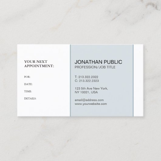 モダンスタイリッシュアポイントメントプロフェッショナル 予約カード (正面)