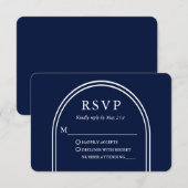 モダンスタイリッシュアーチ結婚ブルー 出欠カード (正面/裏面)